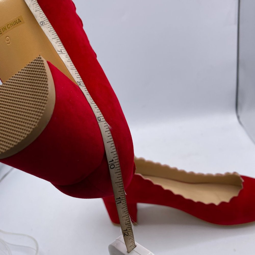 FSJ Chunky Cute Dress Shoes Scalloping Round Toe - Picture 9 of 10